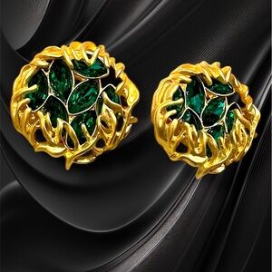 Elegant Gold and Green Earrings